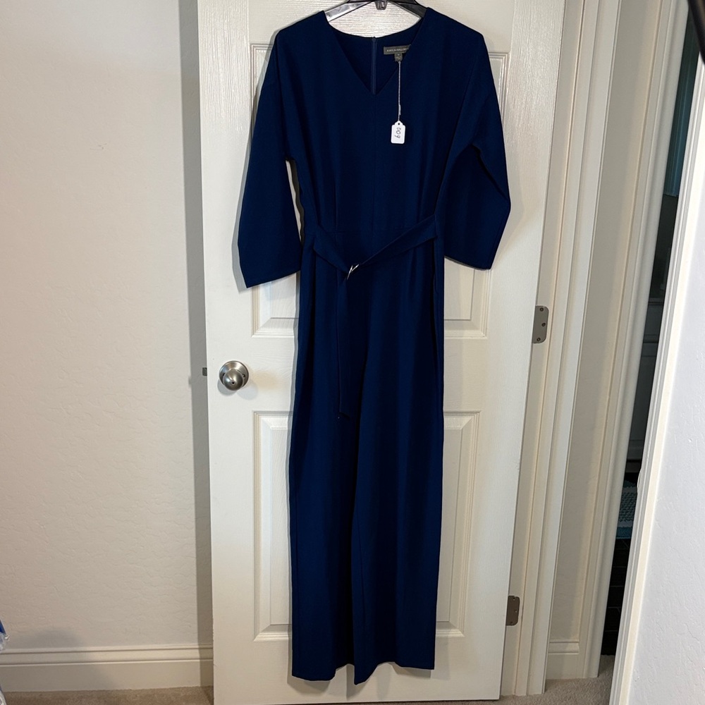 Kate & Mallory Navy Long Sleeve V-Neck Jumpsuit